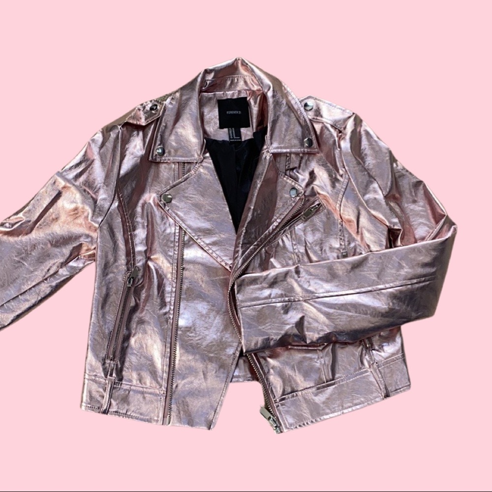 Rose gold moto jacket